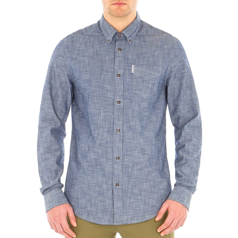 Ben Sherman‎ Long-Sleeve Chambray
Woven Shirt Staples Navy Button Down XXL